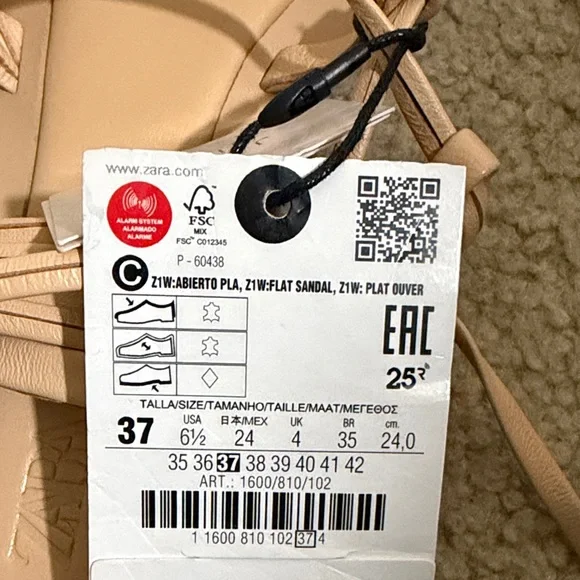 New! Zara Strappy leather toe loop Sandals - Picture 7 of 7